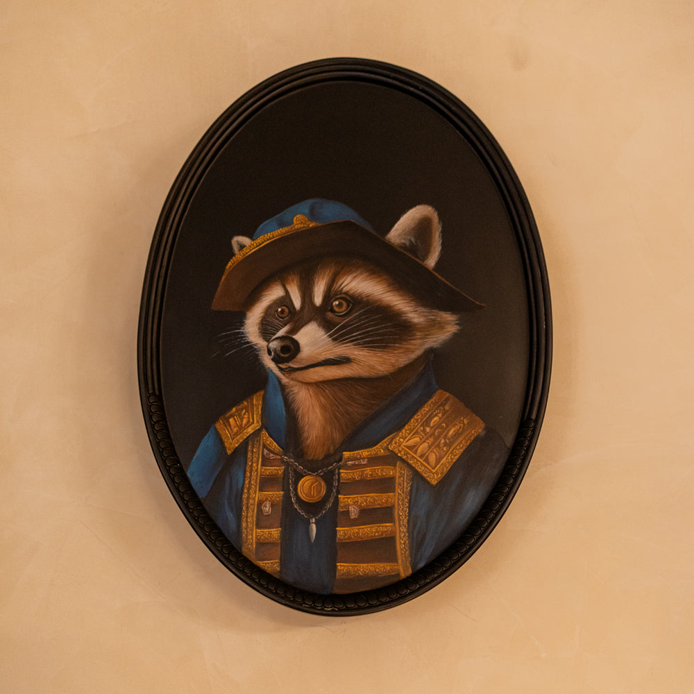 Anthro Oval Art - Noble Raccoon