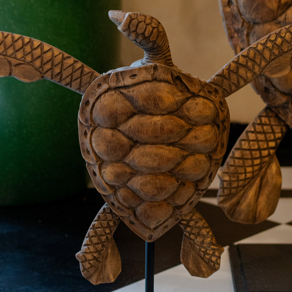Wooden Carved Turtles (Set of 3)
