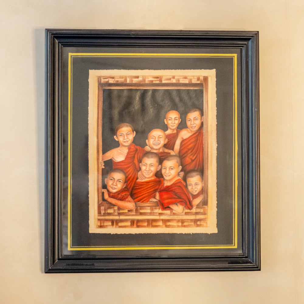 Happy Monks Framed Wall Art