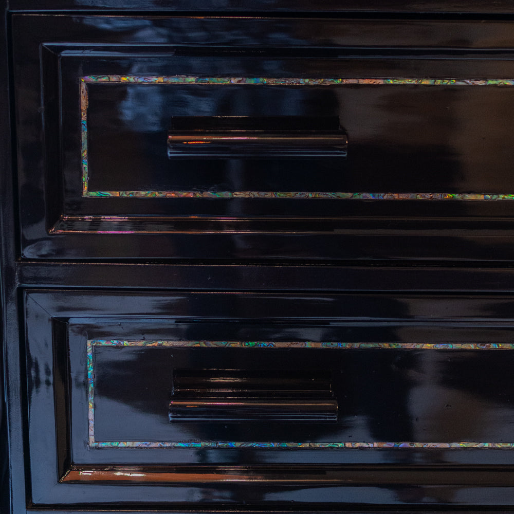 Mother of Pearl Inlay  Ebony Chest of Drawers