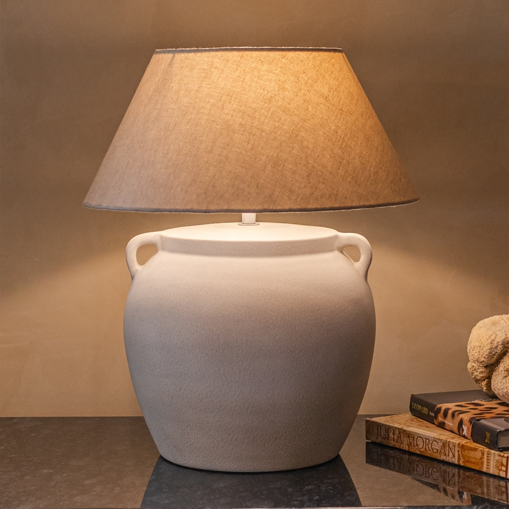 Harvest Jar Ceramic Table Lamp - White