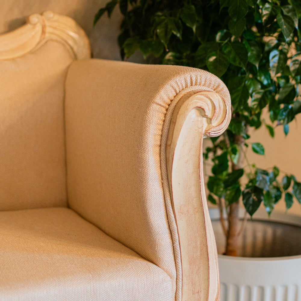 Victorian Carved White Sofa