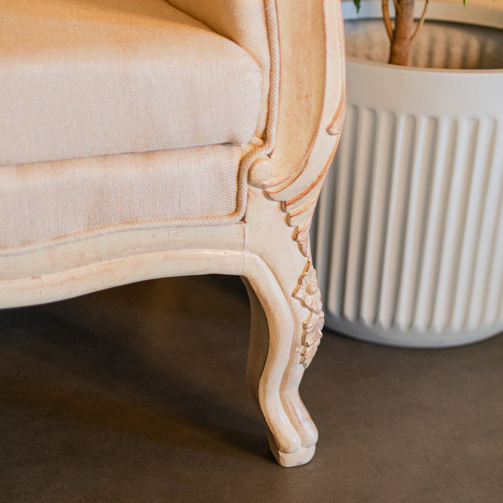 Victorian Carved White Sofa