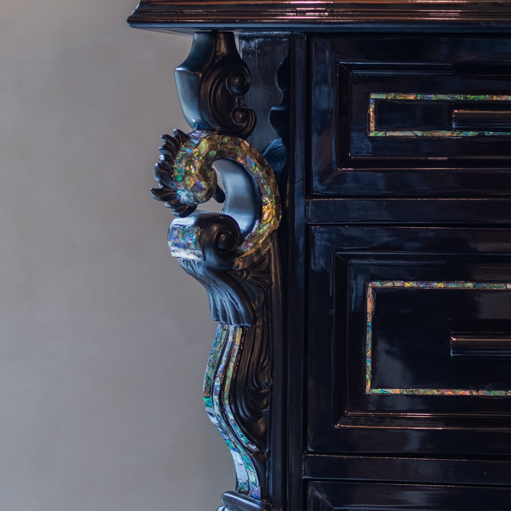 Mother of Pearl Inlay  Ebony Chest of Drawers
