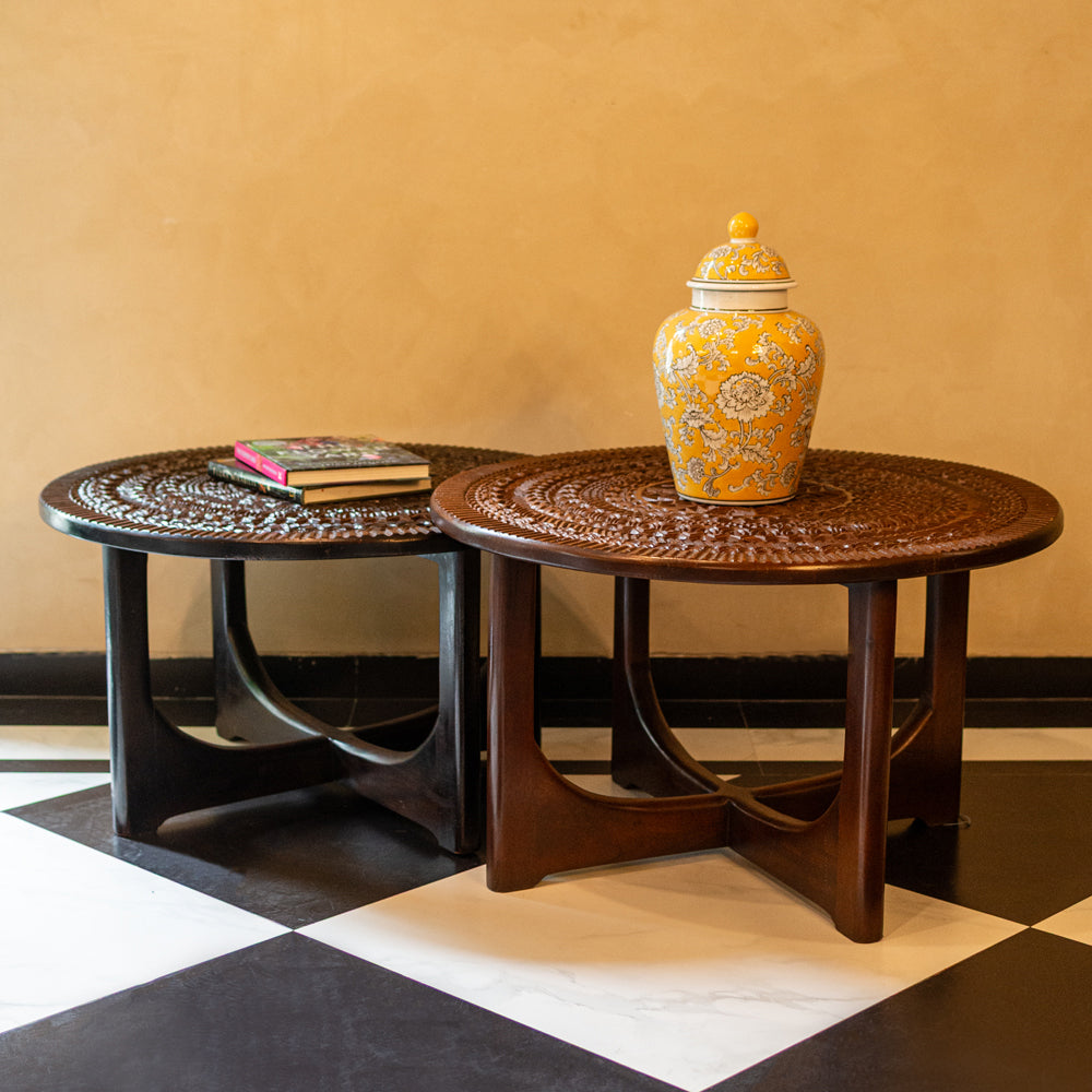 Kashmir Carved Nesting Tables (Set of 2)