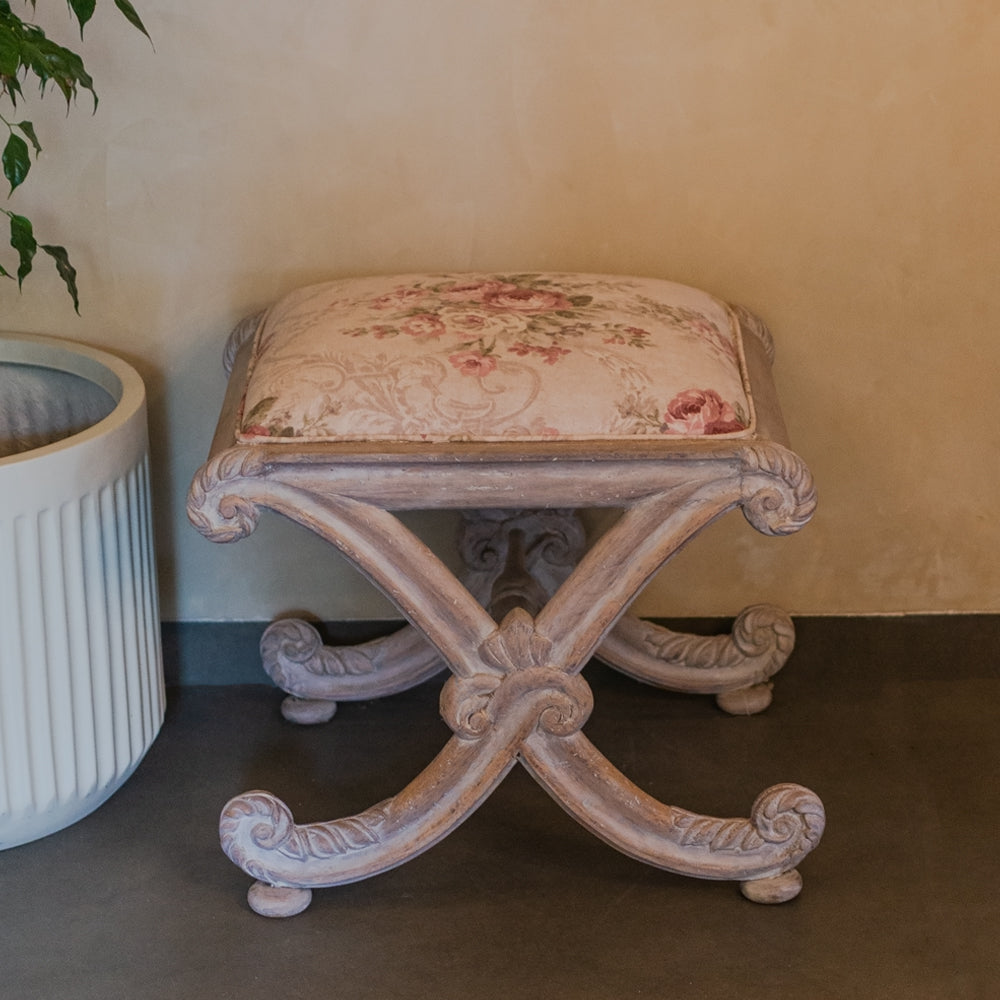 Custom Rococo Floral Vanity Stool