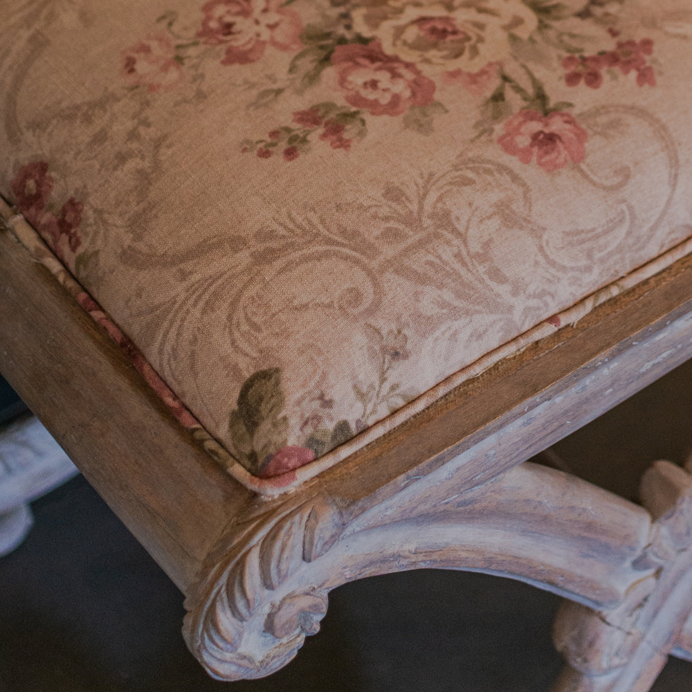 Rococo Floral Vanity Stool