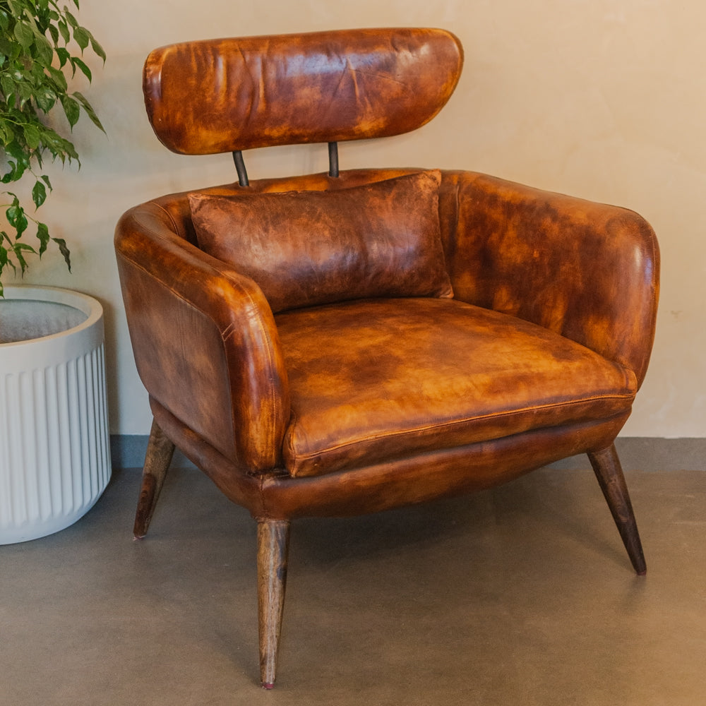 Vintage Cognac Leather Lounge Chair