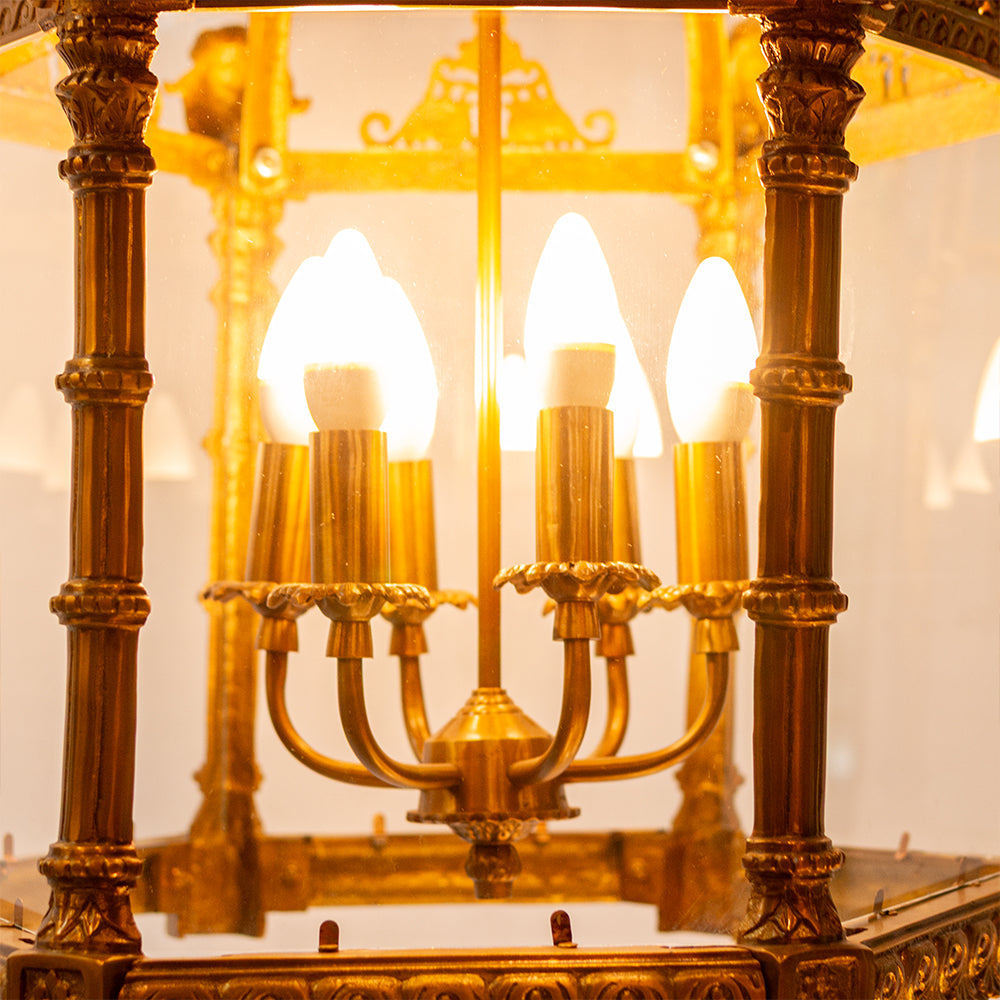 Ornate Brass Lantern Chandelier