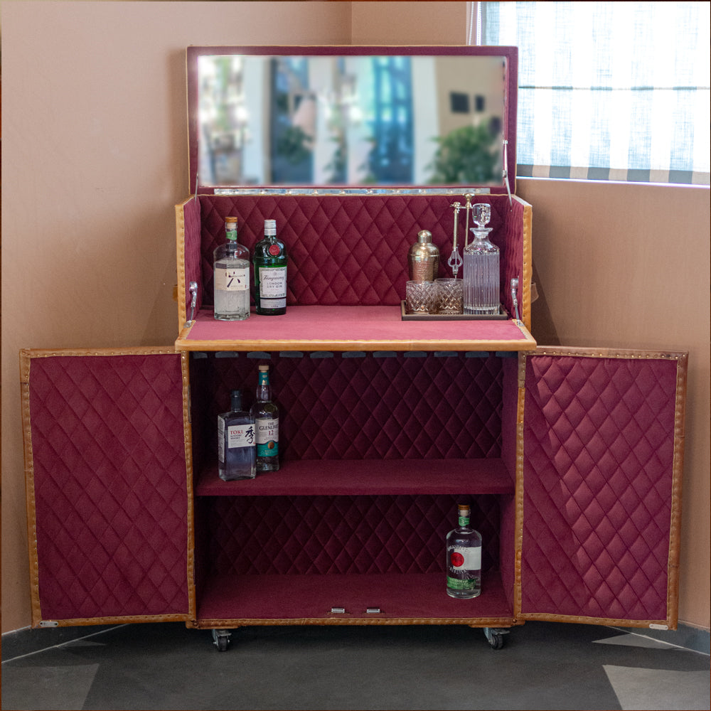 Vintage Trunk Bar Cabinet