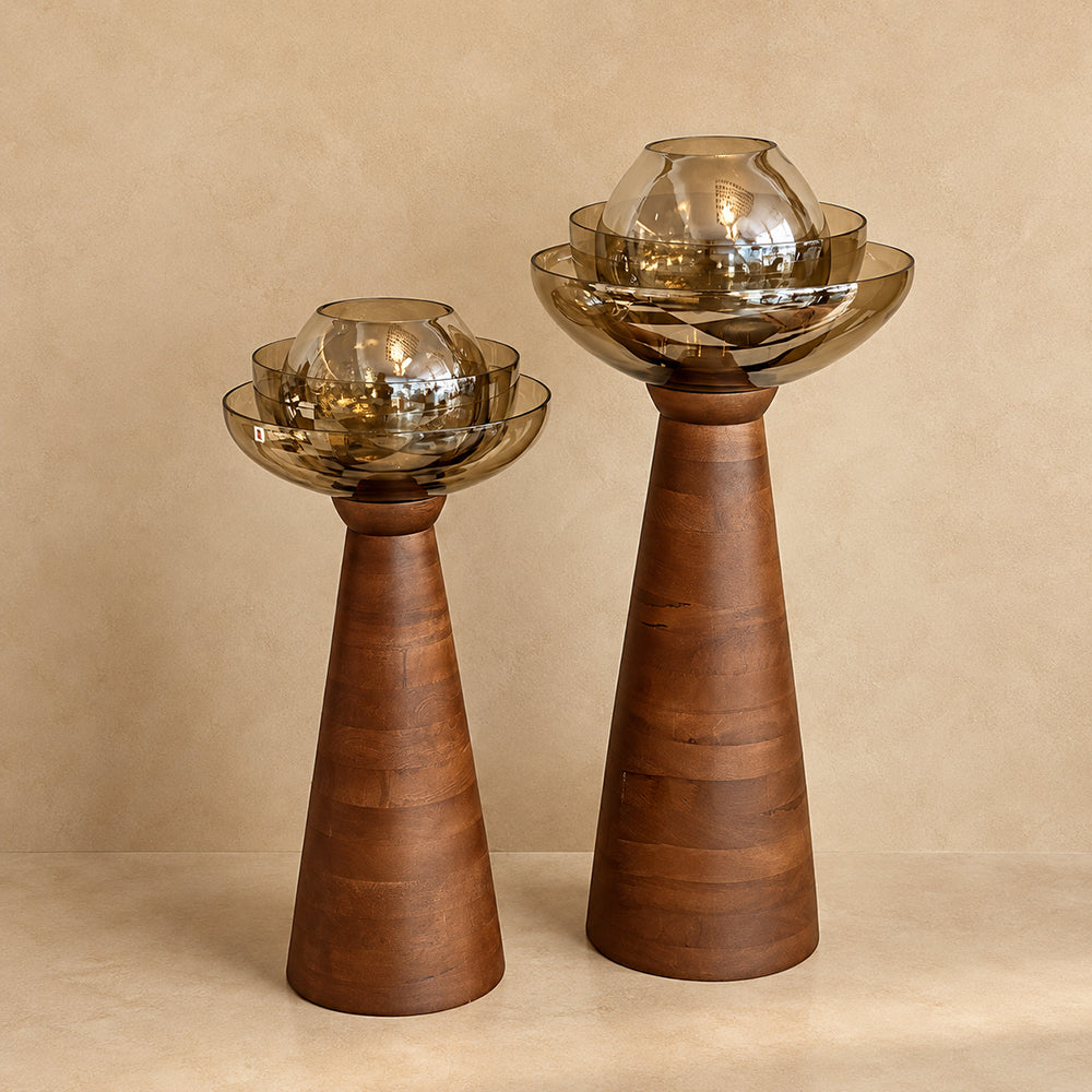 Amber Pedestal Lamps (Set of2)