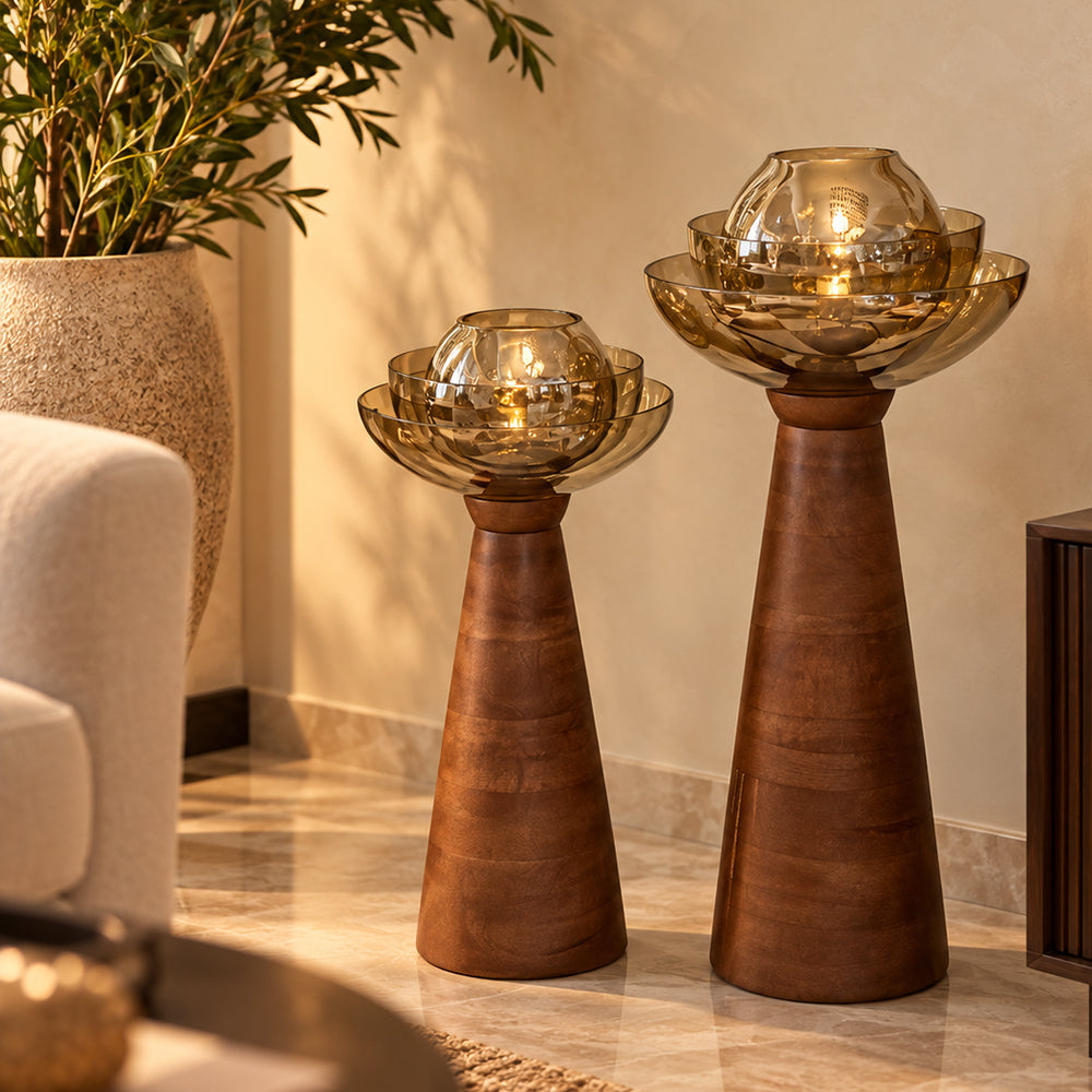 Amber Pedestal Lamps (Set of2)