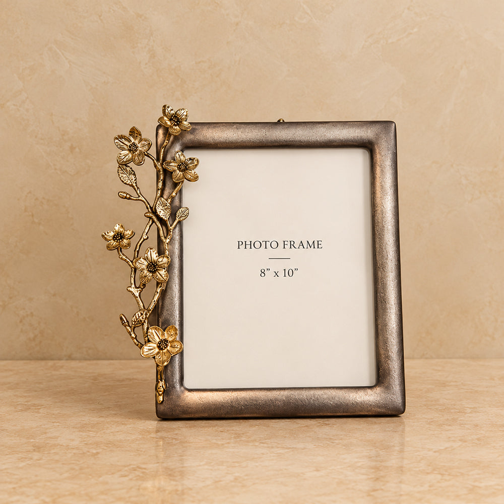 Brass Flowers Photo Frame