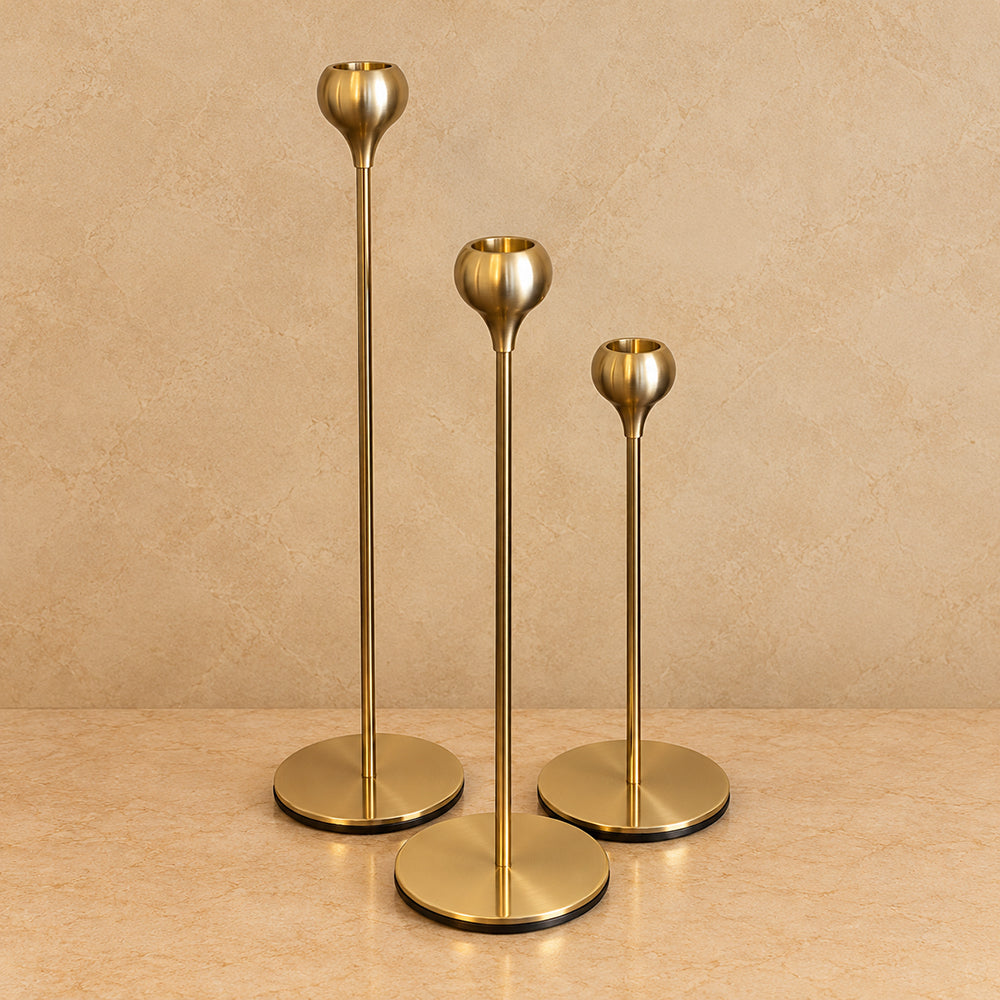 Golden Candle Holders (Set of 3)