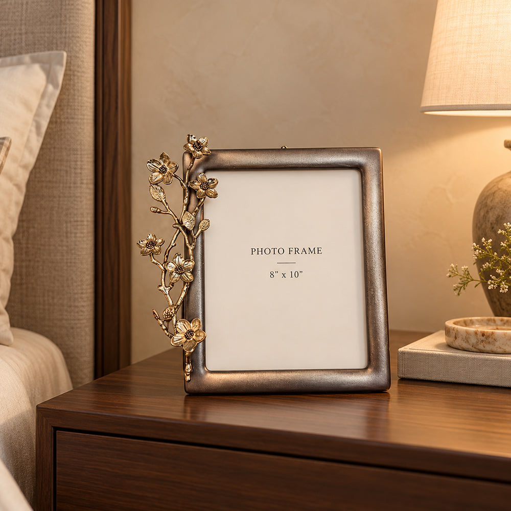 Brass Flowers Photo Frame