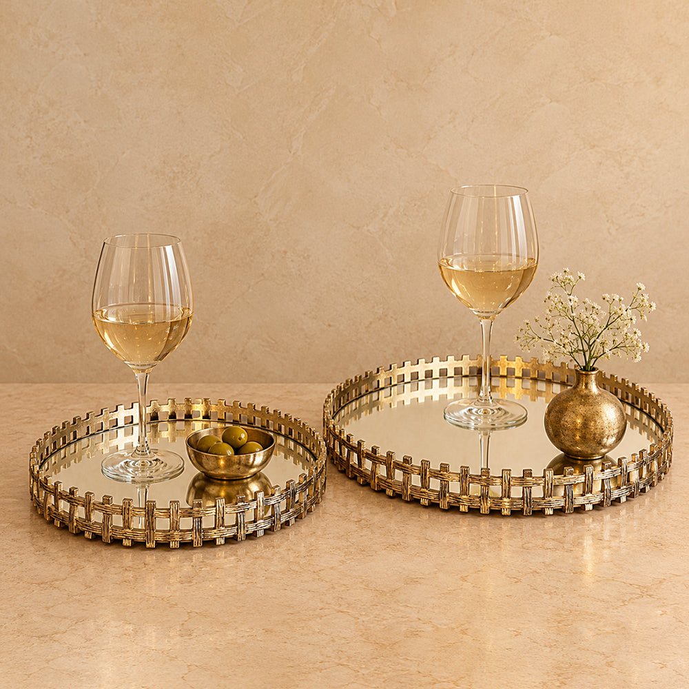 Golden Trellis sMirror Trays(Set of 2)