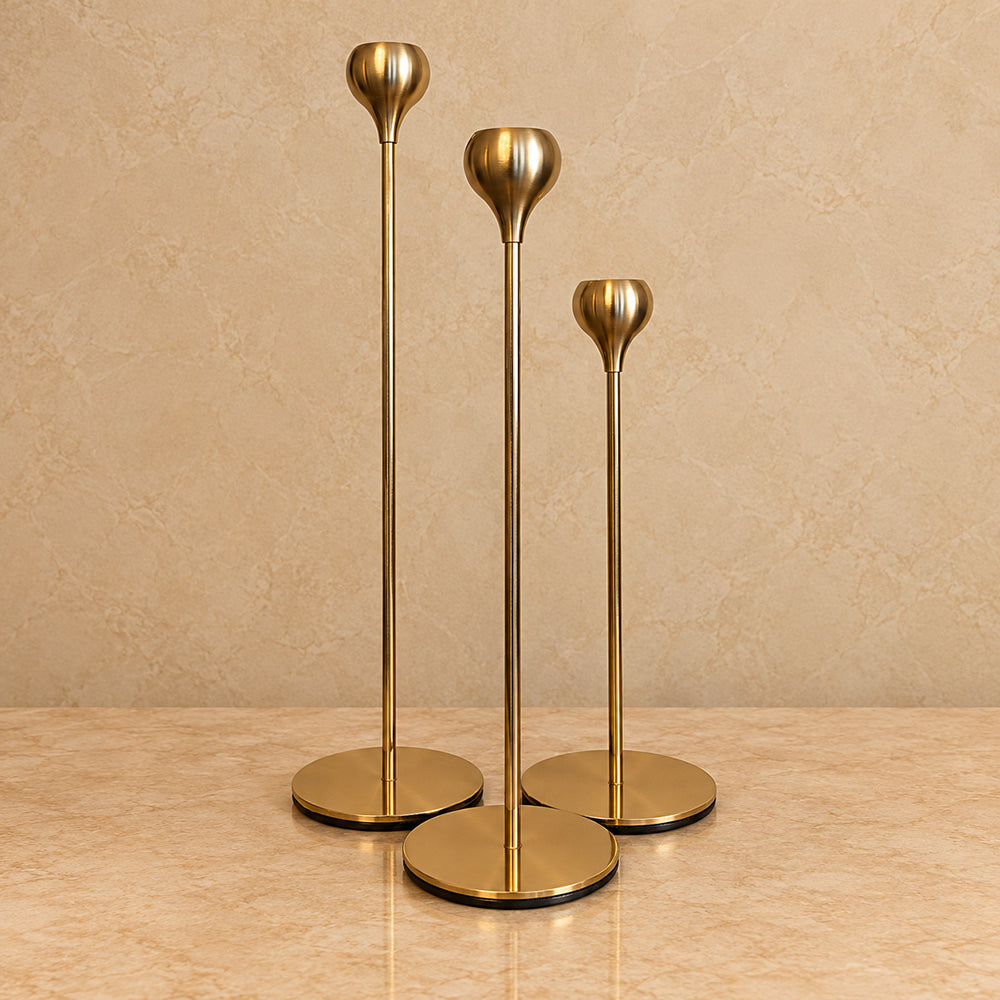 Golden Candle Holders (Set of 3)