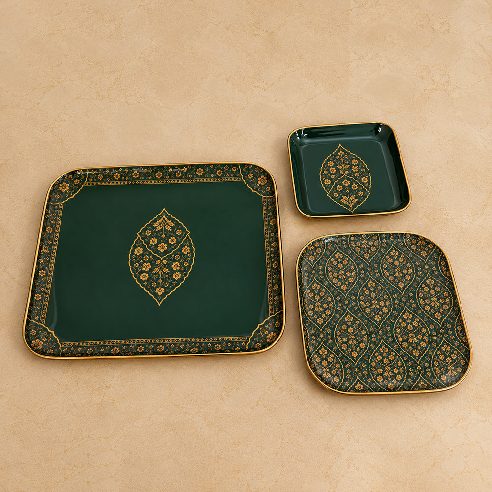 Emerald Heritage Platters(Set of 3)