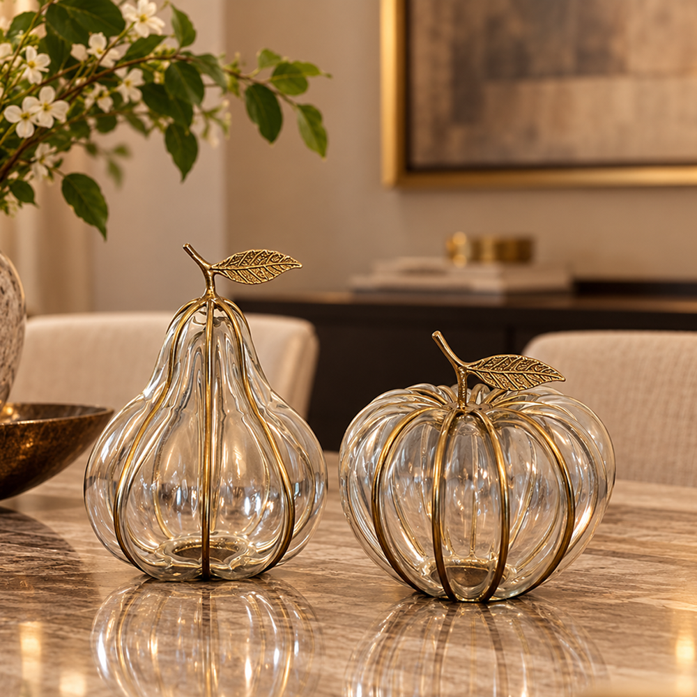 Blown Glass Pear & Apple Set