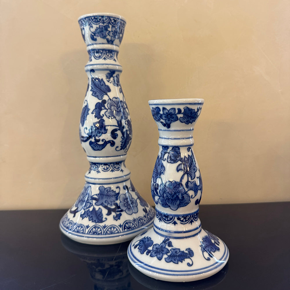 Blue Pottery Candle Stands(Set of 2)