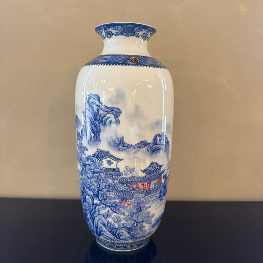 Blue, White & Red Small Vase