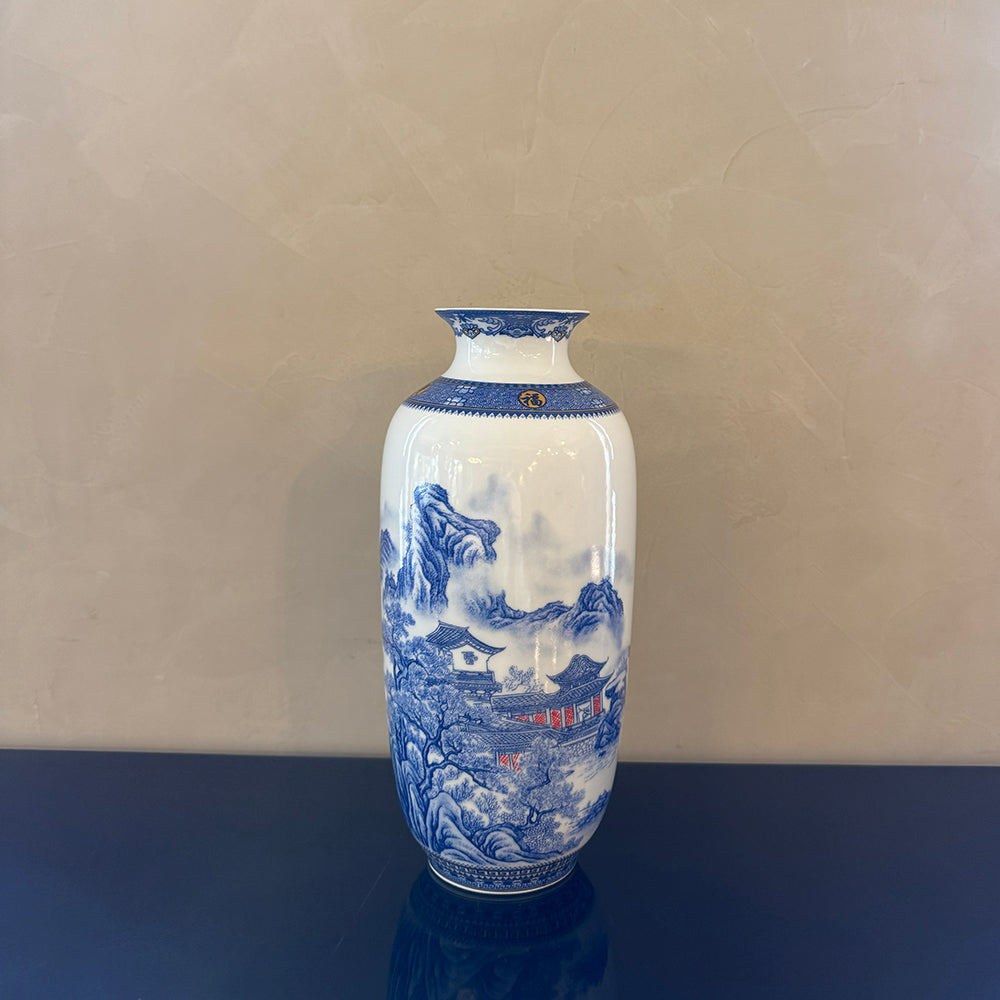 Blue, White & Red Small Vase