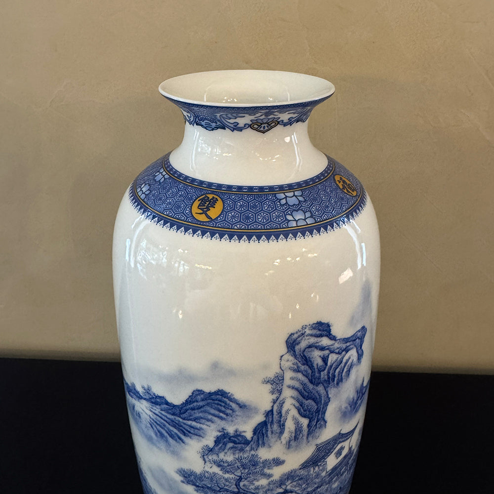 Blue, White & Red Small Vase