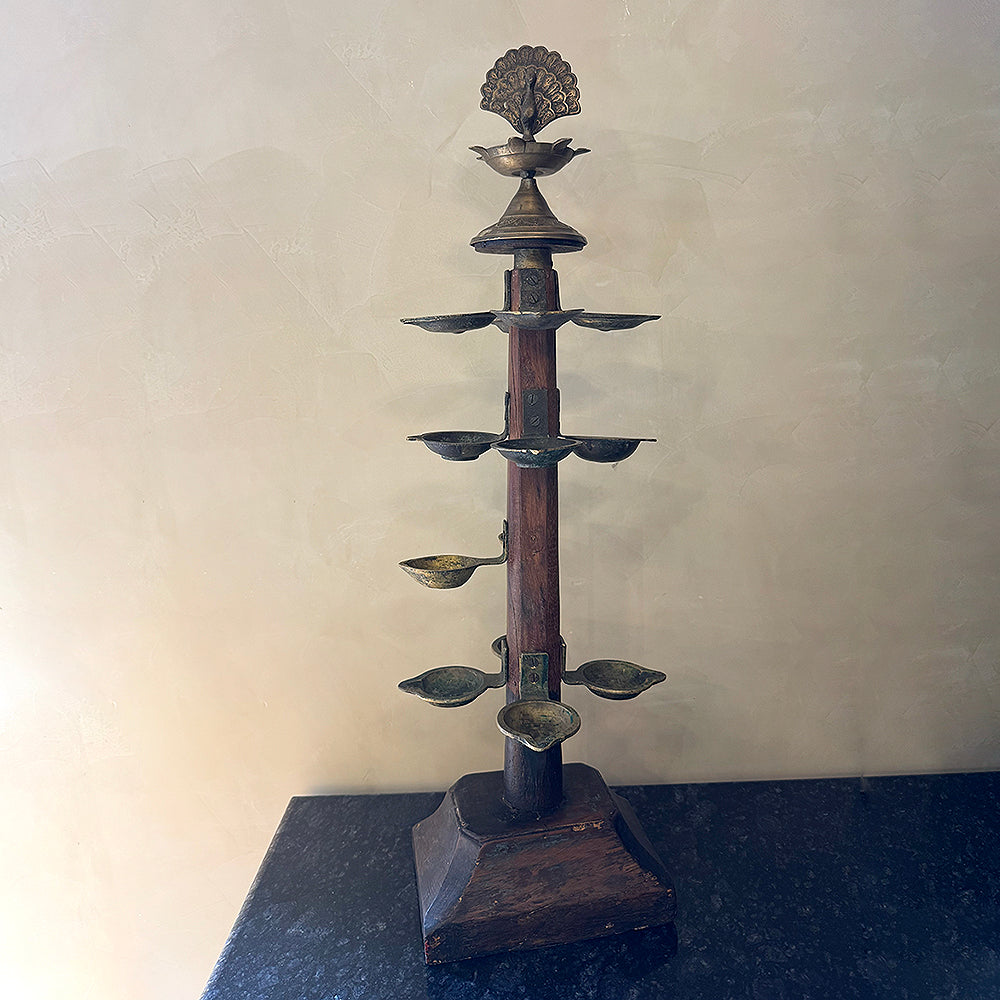 Antique Deepjyoti Brass Peacock Diya M