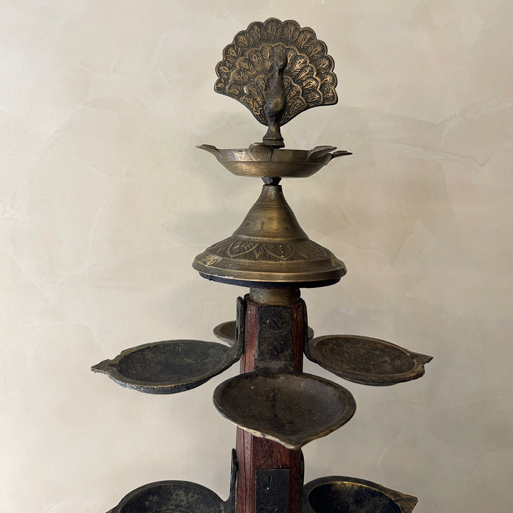 Antique Deepjyoti Brass Peacock Diya M