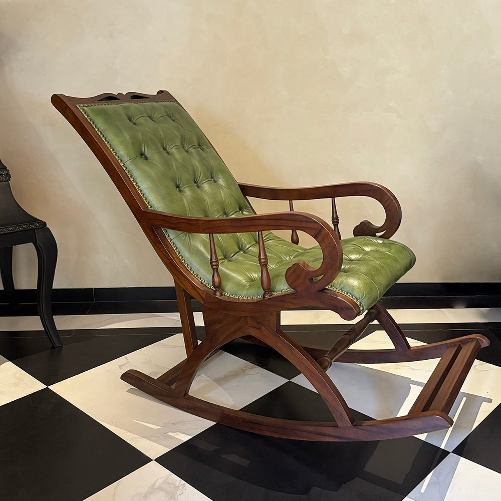 Custom Victorian Emerald Rocking Chair