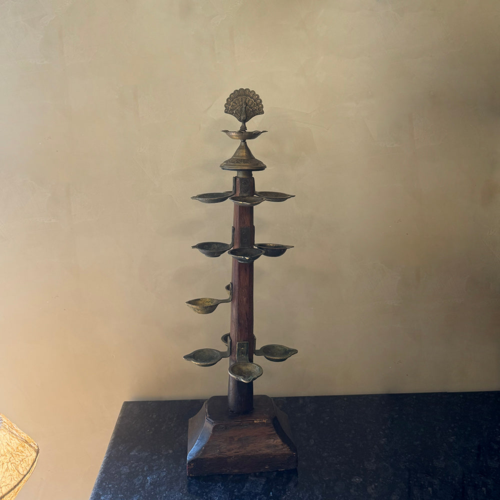 Antique Deepjyoti Brass Peacock Diya M