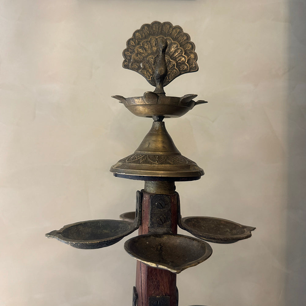 Antique Deepjyoti Brass Peacock Diya M
