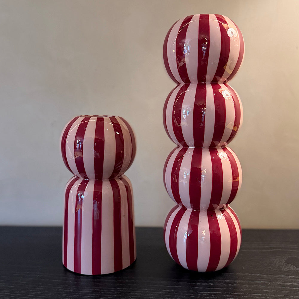 Pink & Red Stripes Vases (Set of 2)