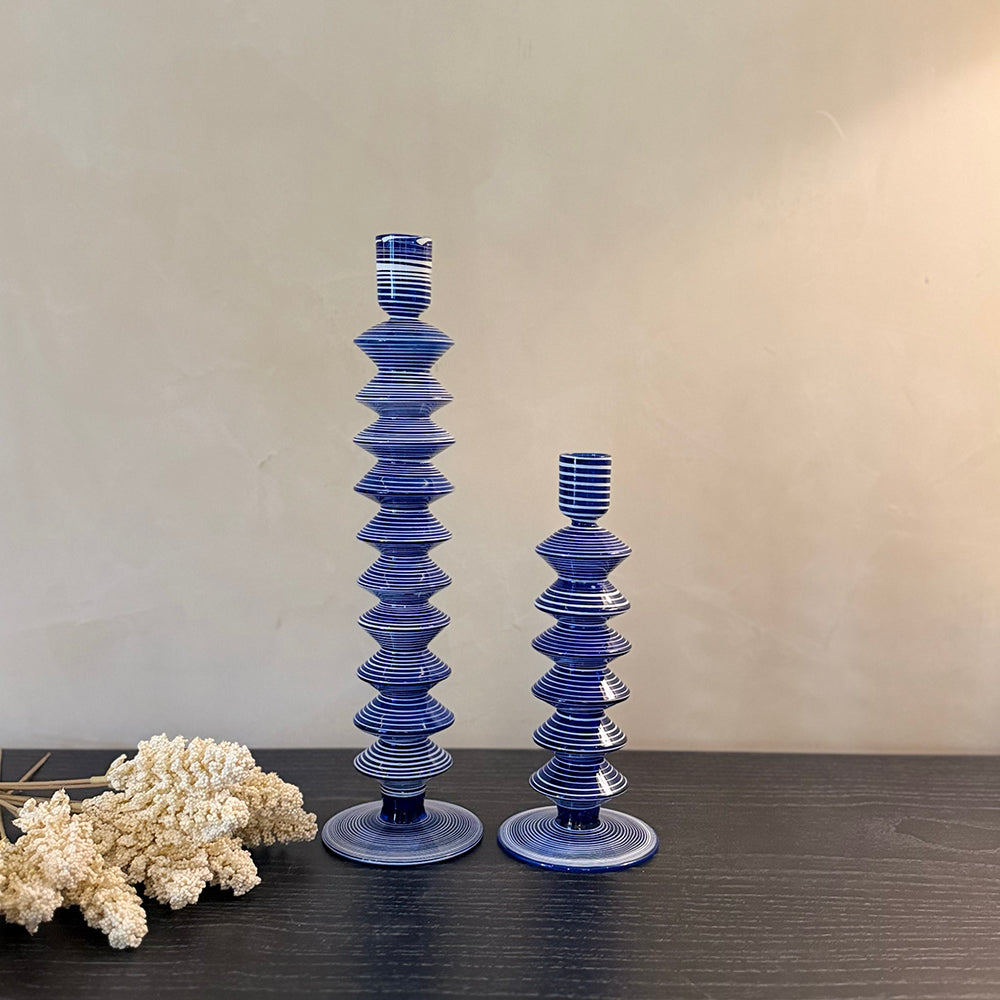 Indigo Totem Candle Holders ( Set of 2)