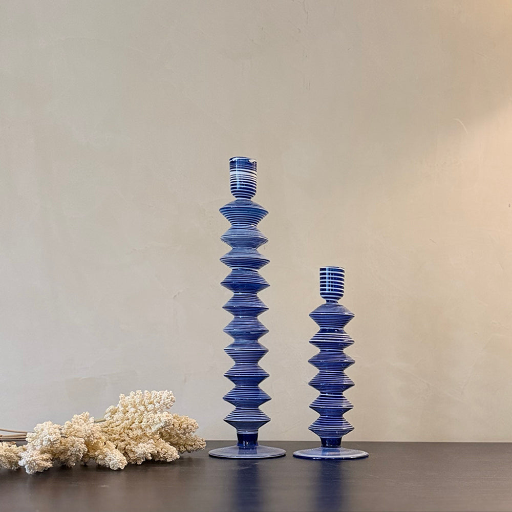 Indigo Totem Candle Holders ( Set of 2)