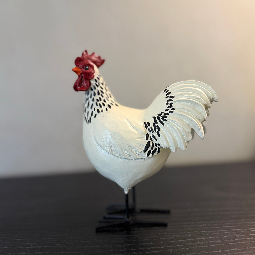 Speckled Farm Hen - White