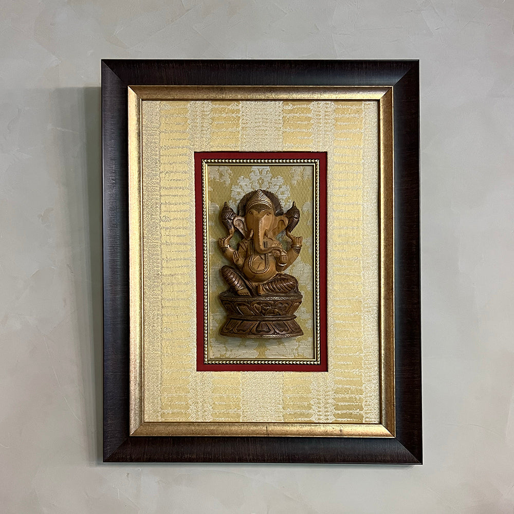 Framed Wooden Ganesha