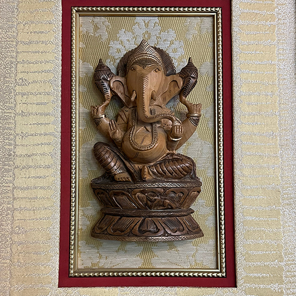 Framed Wooden Ganesha