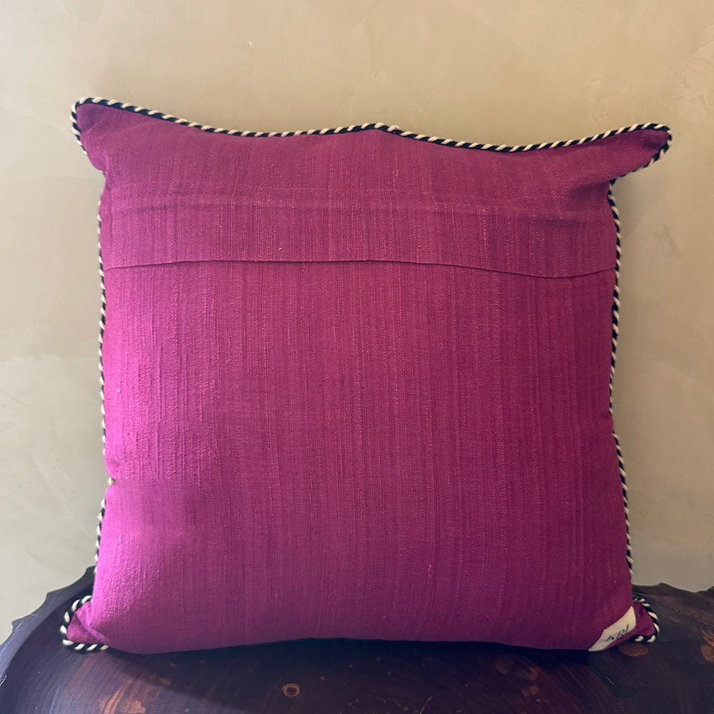 Midnight Ikkat Embroidered Cushion Cover