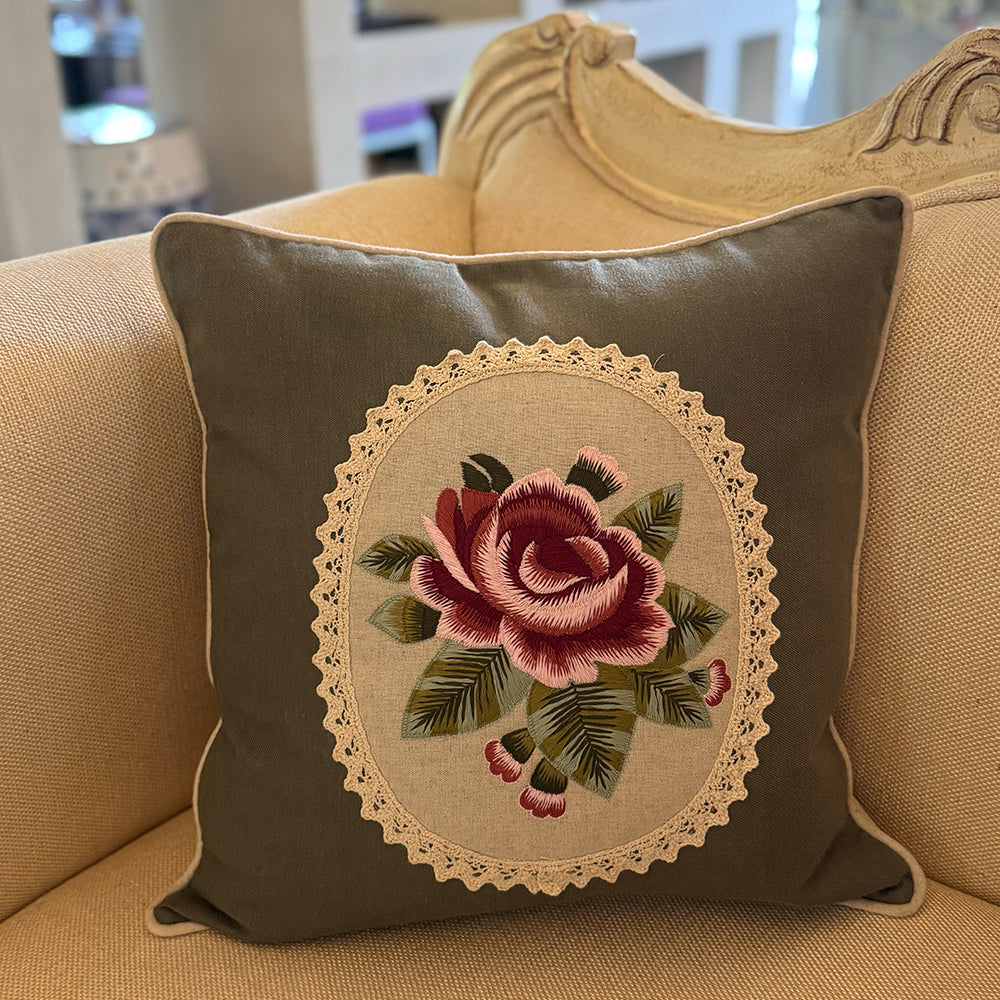 Custom Vintage Rose Square Cushion Cover