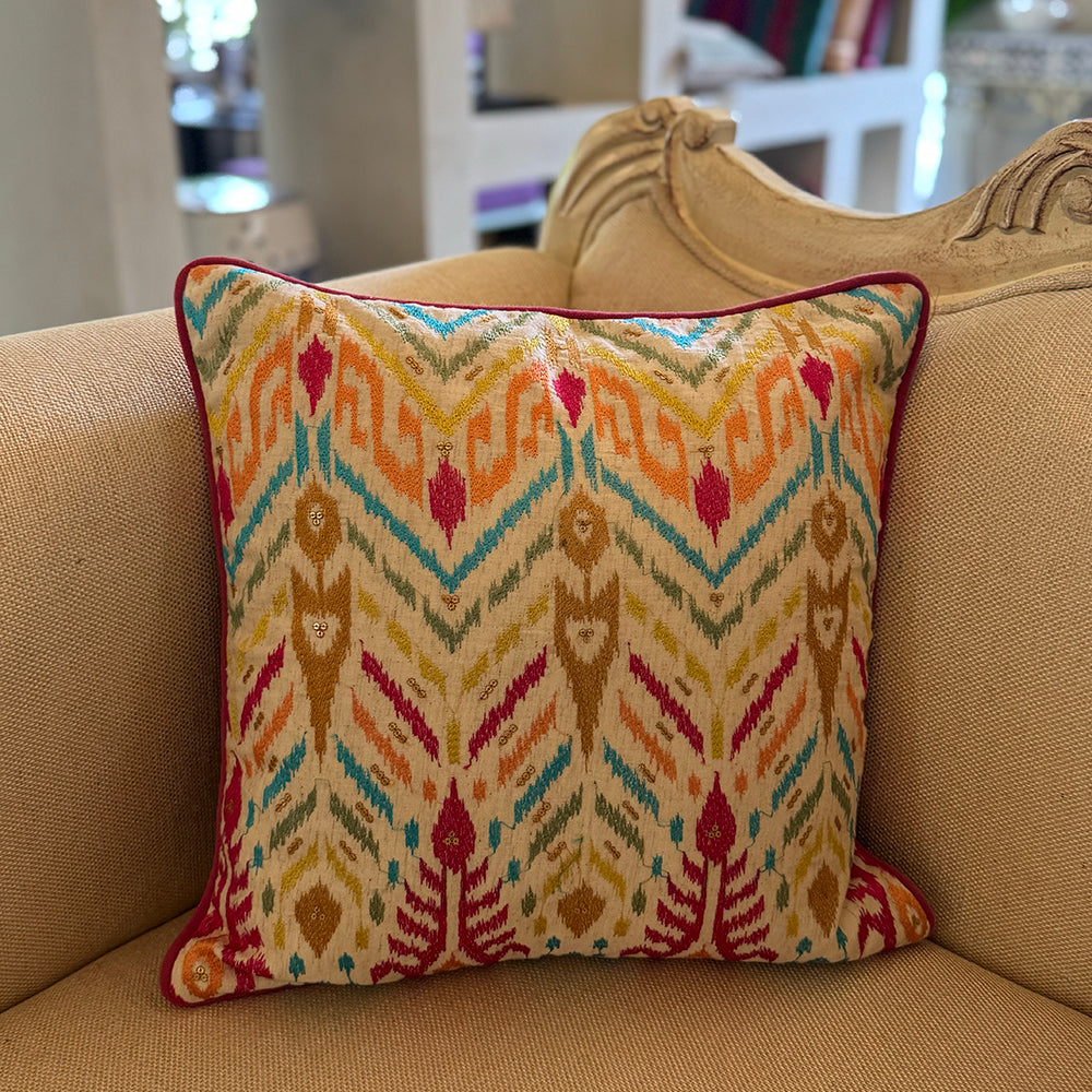 Custom Sunburst Ikat Cushion Cover