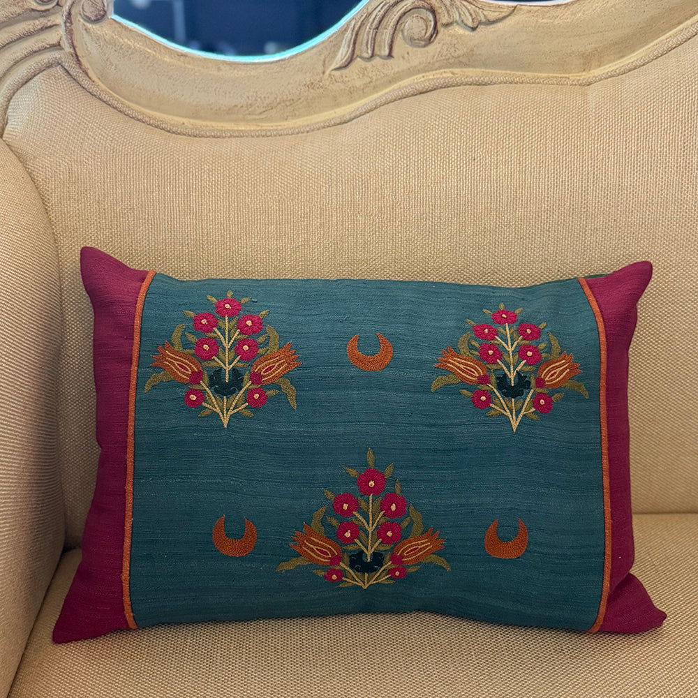 Turq Pink Silk Cushion Cover