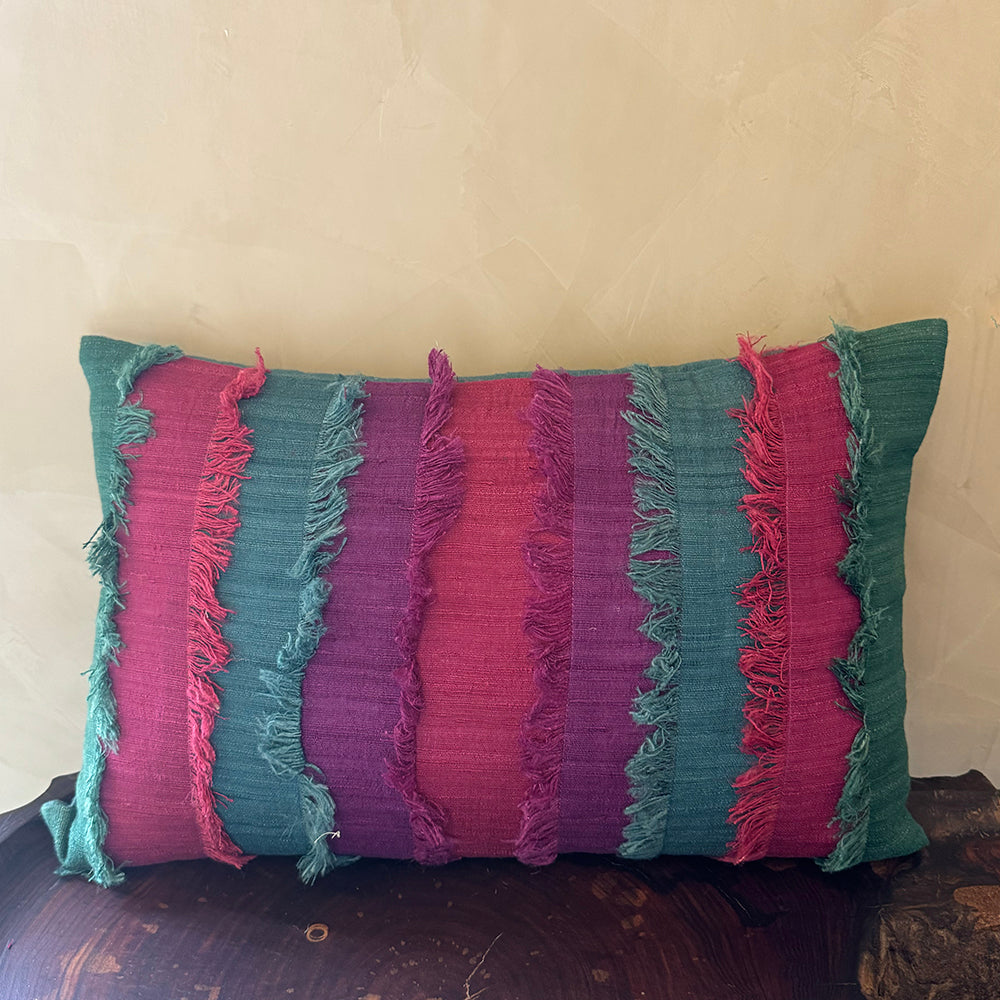 Custom Fringe Stripes Cushion Cover