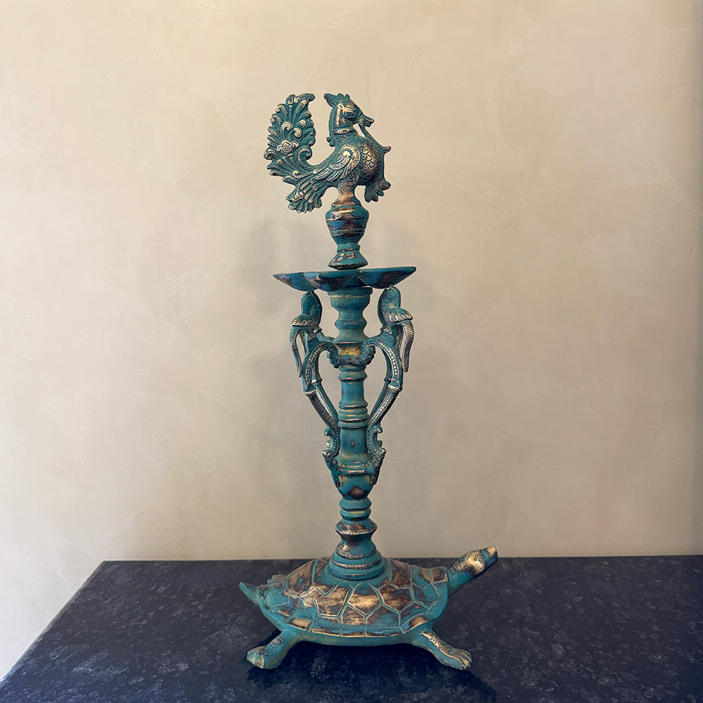 Antique Brass Peacock Lamp
