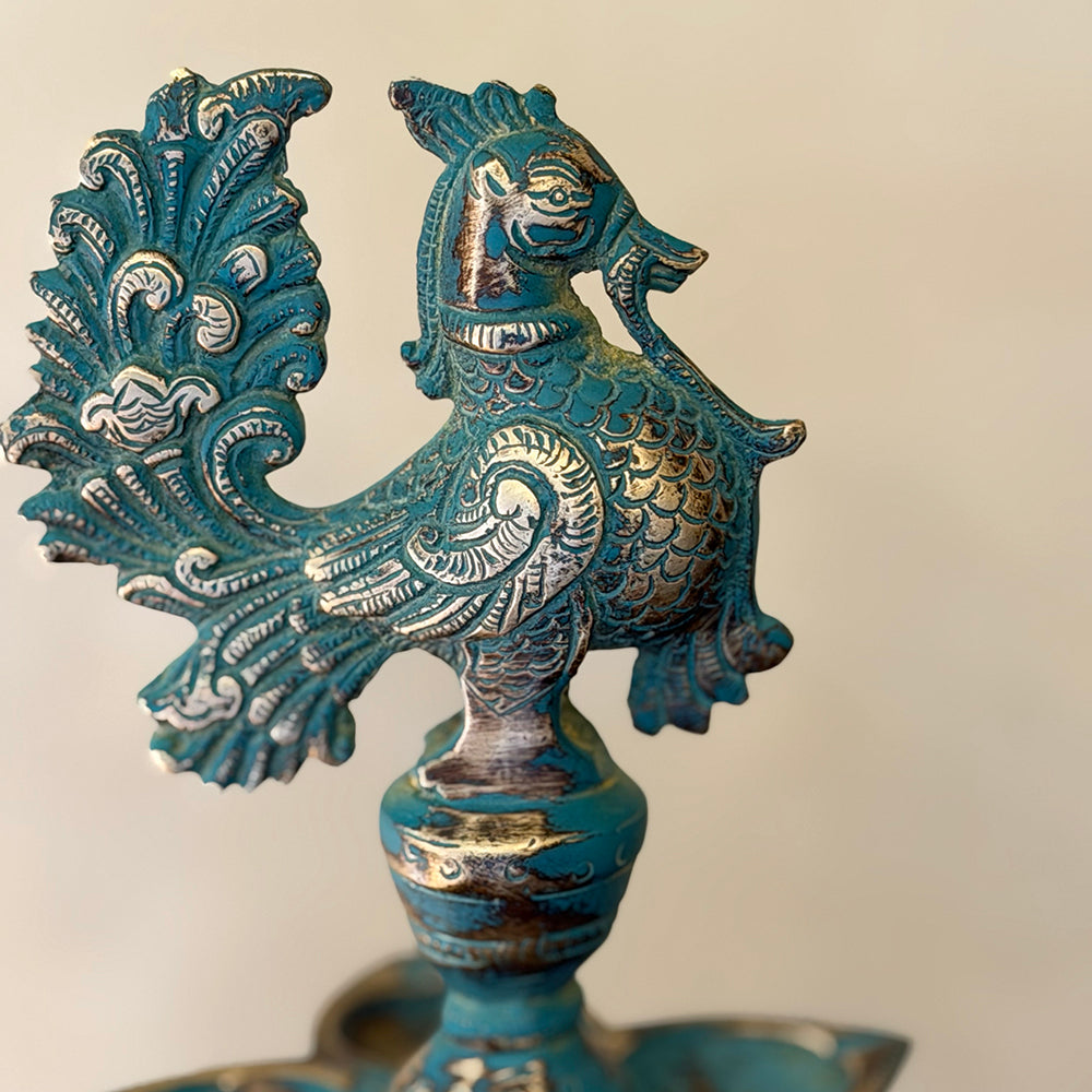 Antique Brass Peacock Lamp