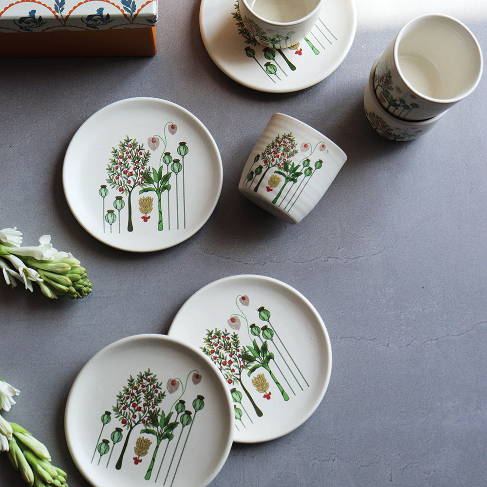 Bagh Tumblers & Plates Tea Set (Set of 8)