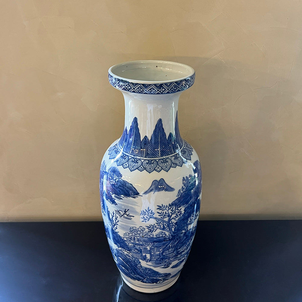 Blue & White Tall Vase