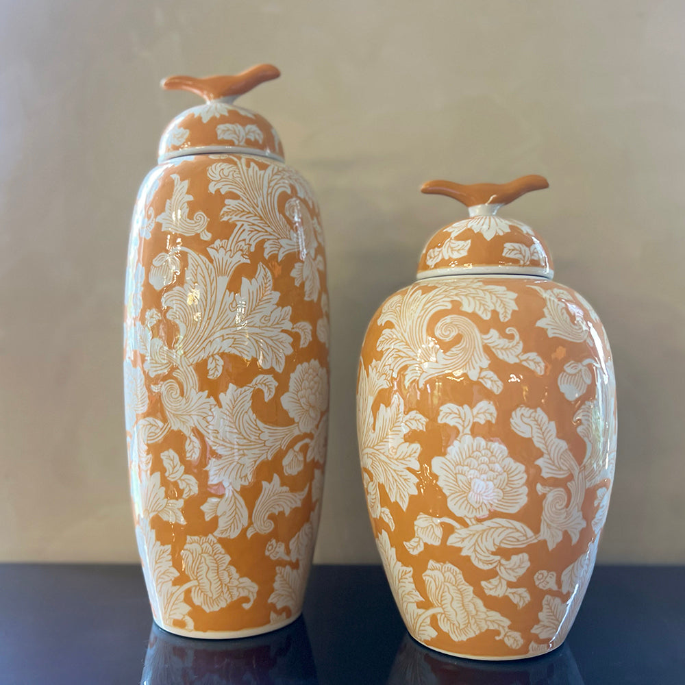 Tall Yellow & White Jar