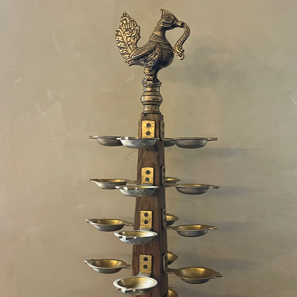 Antique Deepjyoti Brass Peacock Diya L