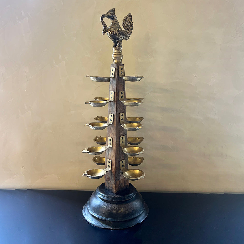 Antique Deepjyoti Brass Peacock Diya L